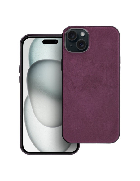 Housse Mag tissée compatible avec MagSafe pour IPHONE 15 PLUS bordeaux