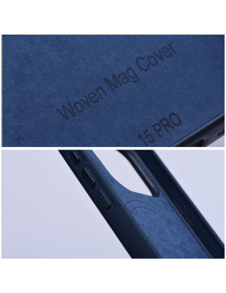 Housse Mag tissée compatible avec MagSafe pour IPHONE 14 bleu