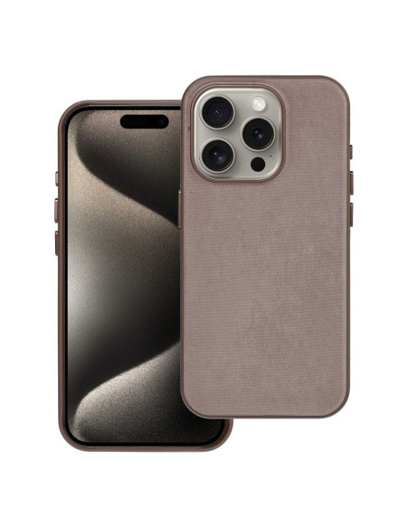 Housse Mag tissée compatible avec MagSafe pour IPHONE 15 PRO marron clair
