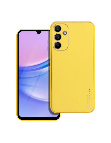 Etui LEATHER Case en cuir pour SAMSUNG Galaxy A15 5G / A15 4G JAUNE