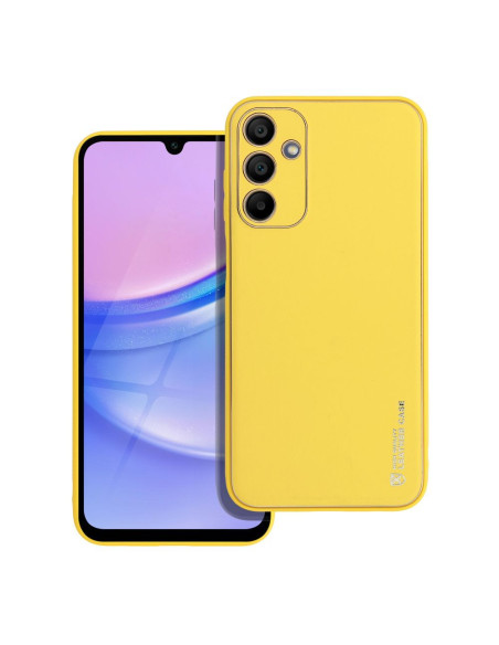 Etui LEATHER Case en cuir pour SAMSUNG Galaxy A15 5G / A15 4G JAUNE