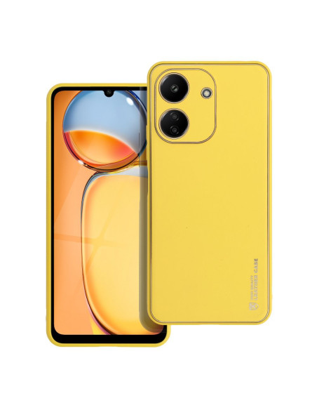Etui LEATHER Case en cuir pour XIAOMI Redmi 13C / POCO C65 JAUNE