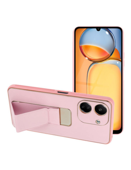 Etui LEATHER Case Kickstand pour XIAOMI Redmi 13C / POCO C65 ROSE