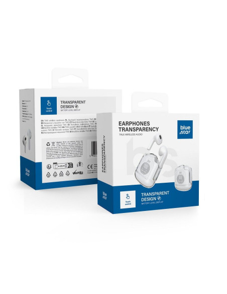 BLUE STAR Écouteurs stéréo sans fil / bluetooth TWS Transparency Fi22 blanc
