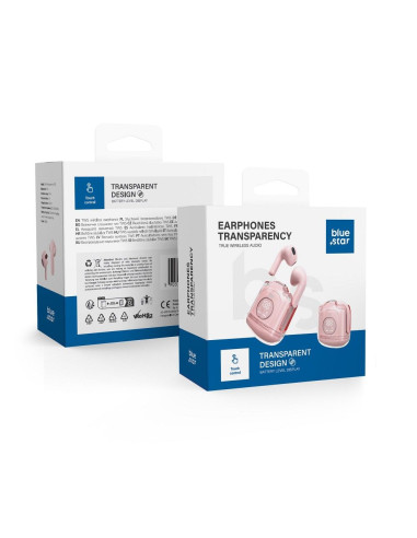 BLUE STAR Écouteurs stéréo sans fil / bluetooth TWS Transparency Fi22 rose