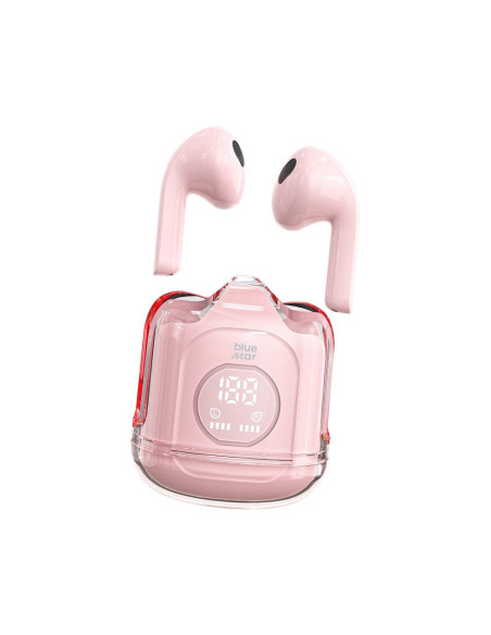 BLUE STAR Écouteurs stéréo sans fil / bluetooth TWS Transparency Fi22 rose