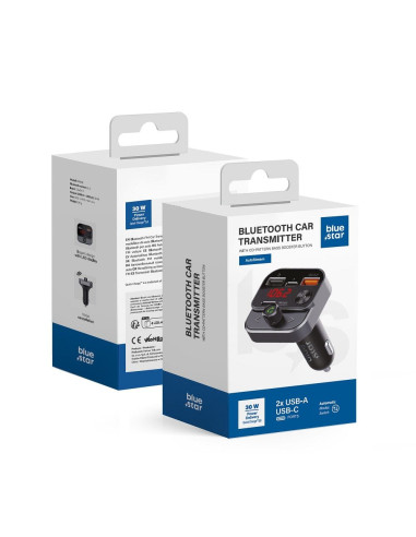 BLUE STAR Emetteur FM QC3.0 30W AutoStream BT84B noir