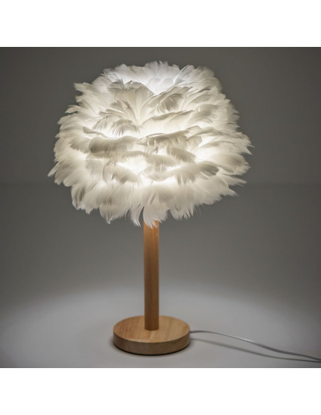 Lampe de chevet Art Déco à plumes blanc CBDPH