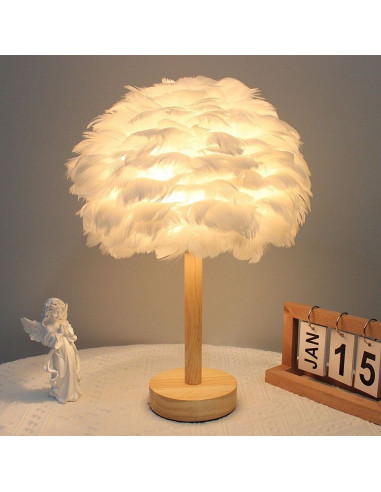 Lampe de chevet Art Déco à plumes blanc CBDPH