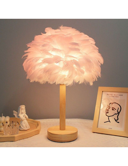 Lampe de chevet Art Déco en plumes de CBDPH poudrées