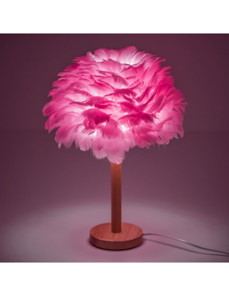 Lampe de chevet Art Déco plume rose CBDPH