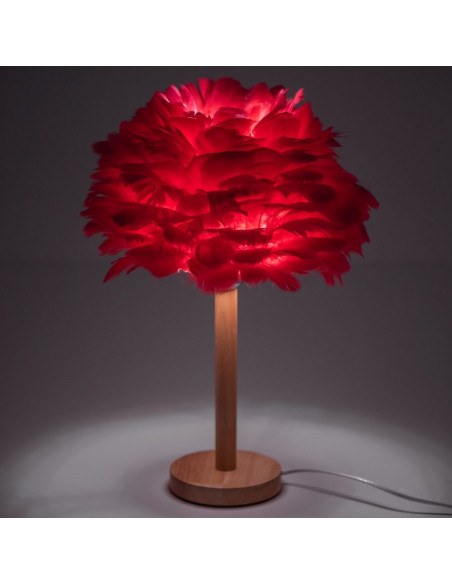 Lampe de chevet Art Déco à plumes rouge CBDPH