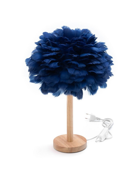 Lampe de chevet Art Déco à plumes bleues CBDPH