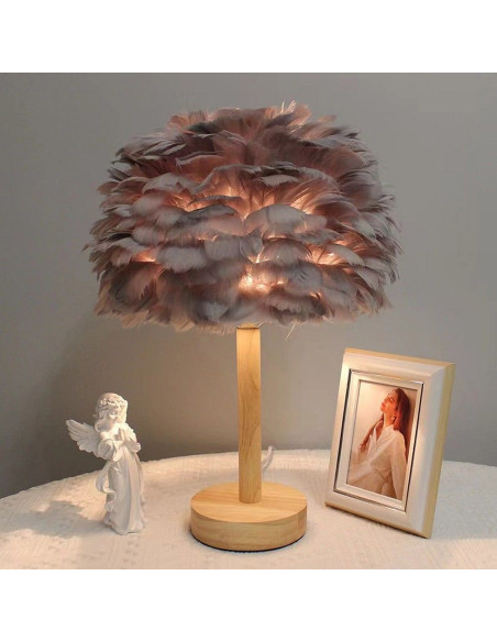 Lampe de chevet Art Déco à plumes bleues CBDPH