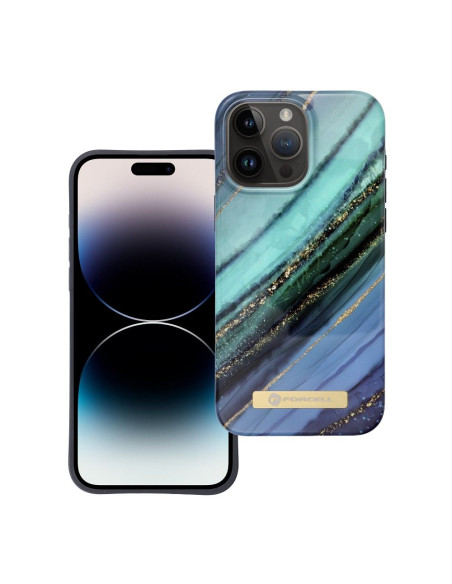 FORCELL F-PROTECT Coque Mirage compatible avec MagSafe pour IPHONE 15 Pro Max jade marble