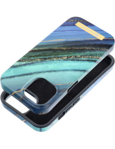 FORCELL F-PROTECT Coque Mirage compatible avec MagSafe pour IPHONE 15 marbre jade