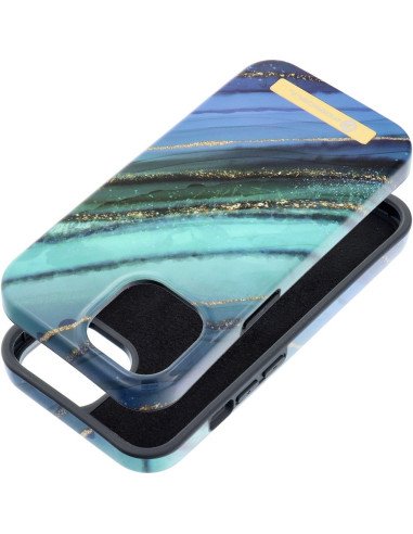 FORCELL F-PROTECT Coque Mirage compatible avec MagSafe pour IPHONE 15 marbre jade