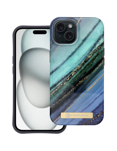 FORCELL F-PROTECT Coque Mirage compatible avec MagSafe pour IPHONE 15 marbre jade