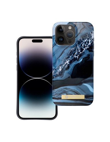 FORCELL F-PROTECT Coque Mirage compatible avec MagSafe pour IPHONE 15 Pro Max marbre océan