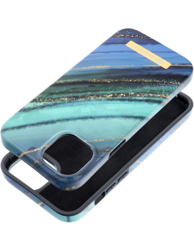FORCELL F-PROTECT Coque Mirage compatible avec MagSafe pour IPHONE 15 Plus marbre jade
