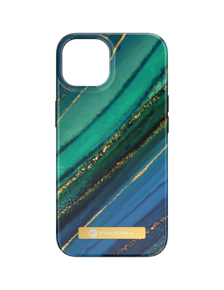 FORCELL F-PROTECT Coque Mirage compatible avec MagSafe pour IPHONE 15 Plus marbre jade