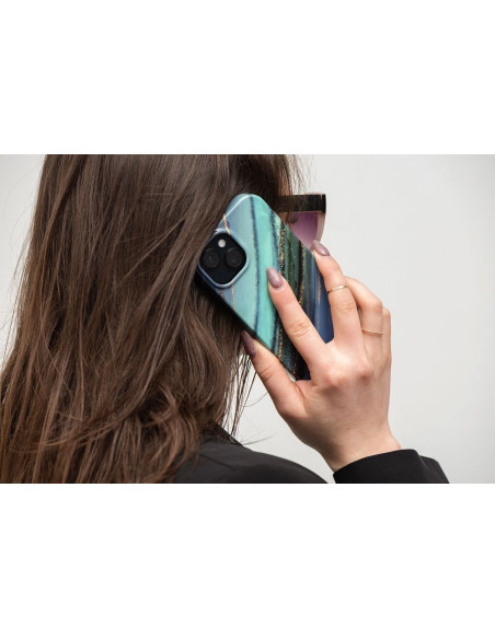 FORCELL F-PROTECT Coque Mirage compatible avec MagSafe pour IPHONE 15 Plus marbre jade