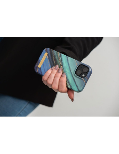 FORCELL F-PROTECT Coque Mirage compatible avec MagSafe pour IPHONE 15 Plus marbre jade