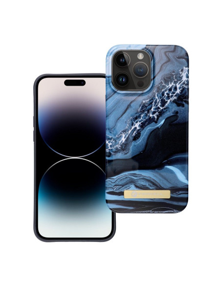 FORCELL F-PROTECT Coque Mirage compatible avec MagSafe pour IPHONE 15 marbre océan