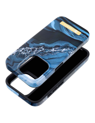 FORCELL F-PROTECT Coque Mirage compatible avec MagSafe pour IPHONE 15 Pro marbre océan