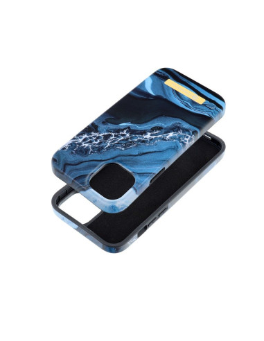 FORCELL F-PROTECT Coque Mirage compatible avec MagSafe pour IPHONE 15 Plus marbre océan