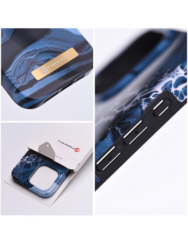 FORCELL F-PROTECT Coque Mirage compatible avec MagSafe pour IPHONE 15 Plus marbre océan
