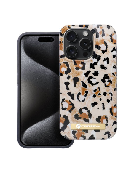 FORCELL F-PROTECT Coque Mirage compatible avec MagSafe pour IPHONE 15 Pro panthère sauvage