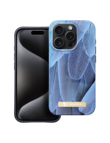 FORCELL F-PROTECT Coque Mirage compatible avec MagSafe pour IPHONE 15 Pro bleu oiseau