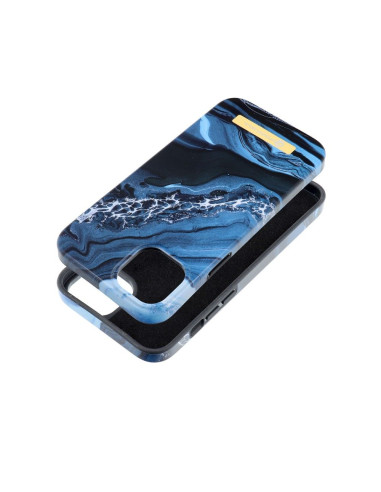 FORCELL F-PROTECT Coque Mirage compatible avec MagSafe pour IPHONE 14 Plus ocean marble