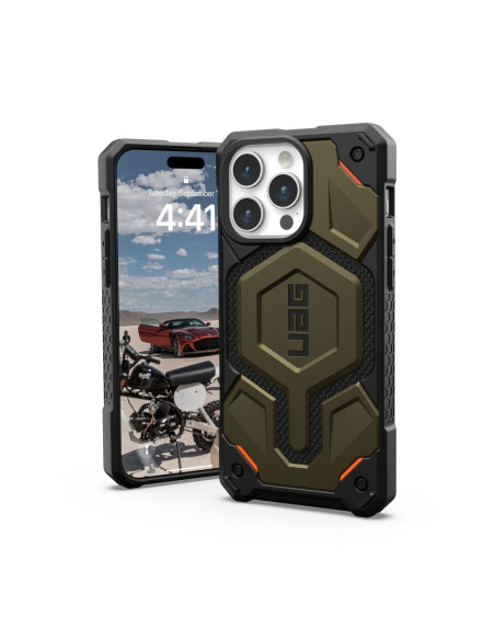 ( UAG ) Urban Armor Gear Monarch Pro for IPHONE 15 PRO MAX compatible with MagSafe kevlar element green