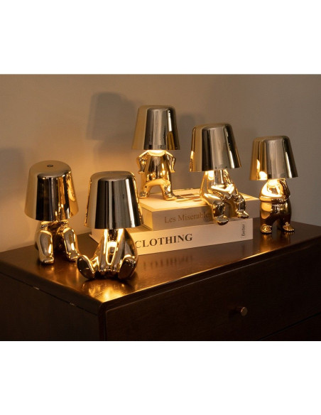 Lampe de chevet assise GOLD MAN Art Deco (motif 9) MLTL
