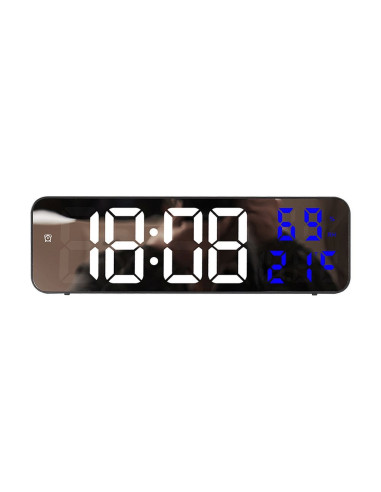 Horloge murale électronique LED avec température et date bleue MDBLC
