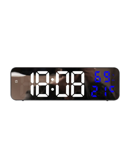 Horloge murale électronique LED avec température et date bleue MDBLC