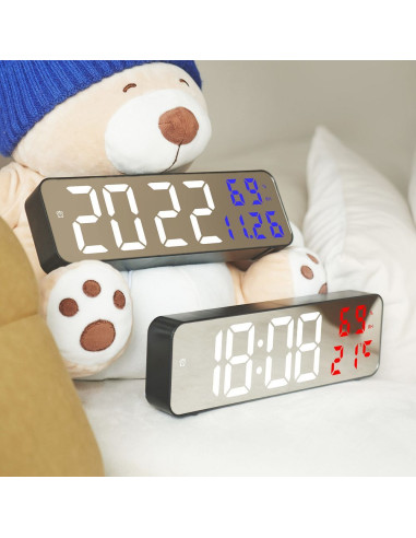 Horloge murale électronique LED avec température et date bleue MDBLC