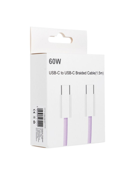 Câble Type C vers Type C Power Delivery PD 60W 3A C263 violet 1,5 m