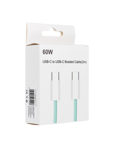 Câble Type C vers Type C Power Delivery PD 60W 3A C263 vert 2 m
