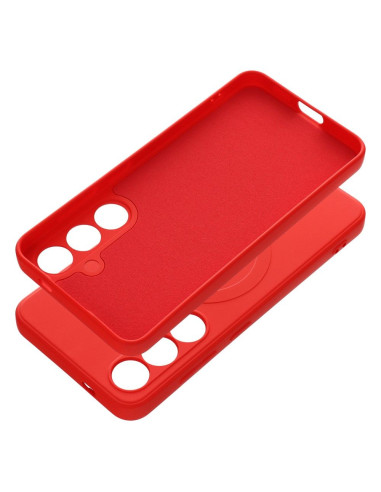 Coque SILICONE MAG COVER compatible avec MagSafe pour SAMSUNG S24 rouge