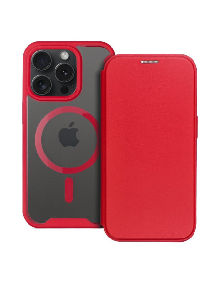 Étui Smart Mag pour IPHONE 15 PRO compatible avec MagSafe rouge