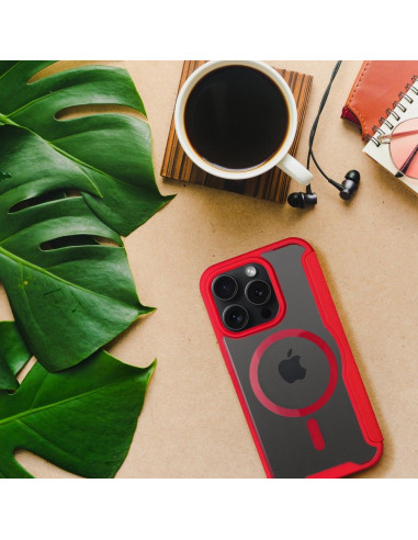 Étui Smart Mag pour IPHONE 15 PRO compatible avec MagSafe rouge