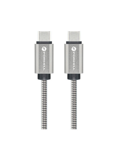 FORCELL câble Type C vers Type C QC4.0 5A/20V PD 100W E-Mark Metal C239 1m argent