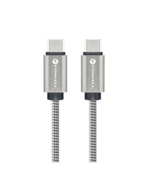 FORCELL câble Type C vers Type C QC4.0 5A/20V PD 100W E-Mark Metal C239 1m argent