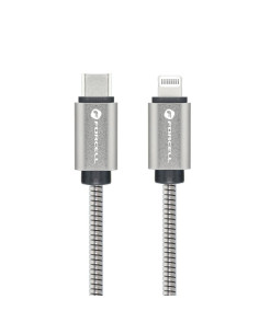 FORCELL câble Type C vers iPhone Lightning 8 broches QC3.0 PD 27W Metal C238 1m argenté 2