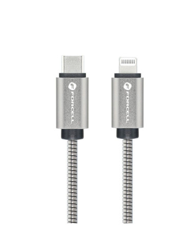 FORCELL câble Type C vers iPhone Lightning 8 broches QC3.0 PD 27W Metal C238 1m argenté