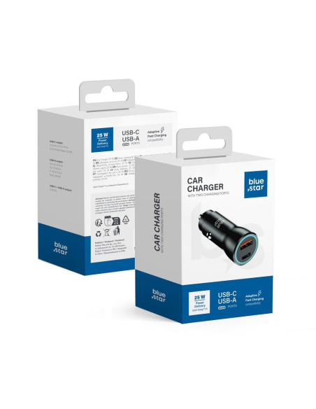 Chargeur de voiture Blue Star 25W (PD, QC 3.0, AFC, PPS) avec connecteur USB C