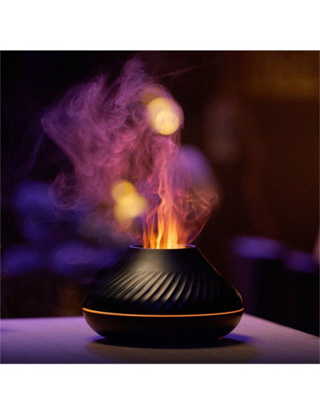 Humidificateur/diffuseur d'aromathérapie avec flamme colorée Art Deco modèle YMX 130 noir